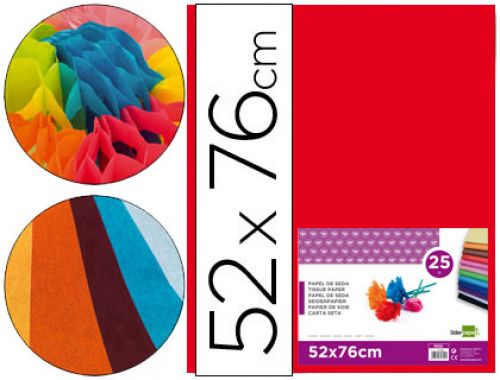 Papel seda liderpapel 52 x 76 cm 18 gr vermelho embalagem de 25 folhas , Liderpapel , 22236 , 8423473222366